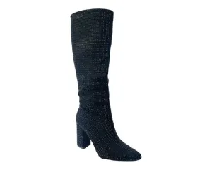 All Over Rhinestone Knee High Boots