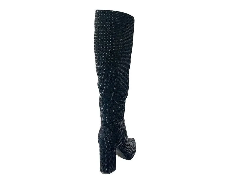 All Over Rhinestone Knee High Boots