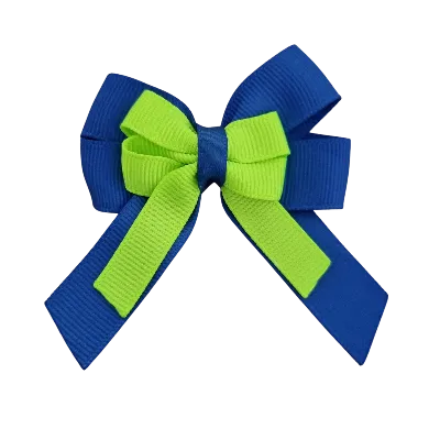 Amore Hair Bow - Plain Colour - Royal Blue and Centre Ribbon (31 colours Top)