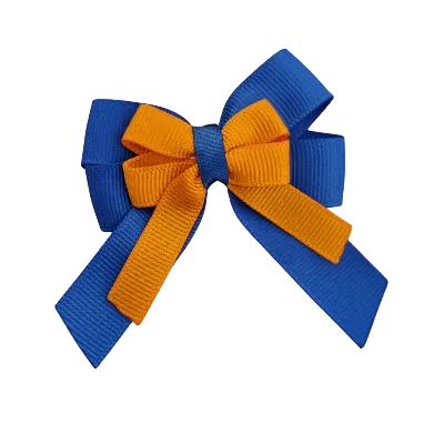 Amore Hair Bow - Plain Colour - Royal Blue and Centre Ribbon (31 colours Top)