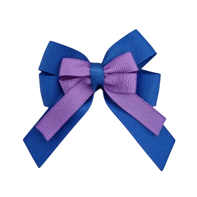 Amore Hair Bow - Plain Colour - Royal Blue and Centre Ribbon (31 colours Top)