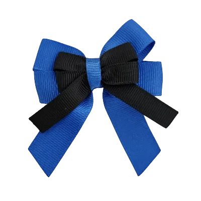 Amore Hair Bow - Plain Colour - Royal Blue and Centre Ribbon (31 colours Top)