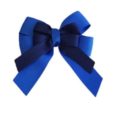 Amore Hair Bow - Plain Colour - Royal Blue and Centre Ribbon (31 colours Top)