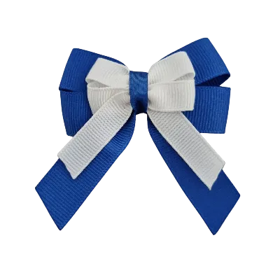 Amore Hair Bow - Plain Colour - Royal Blue and Centre Ribbon (31 colours Top)