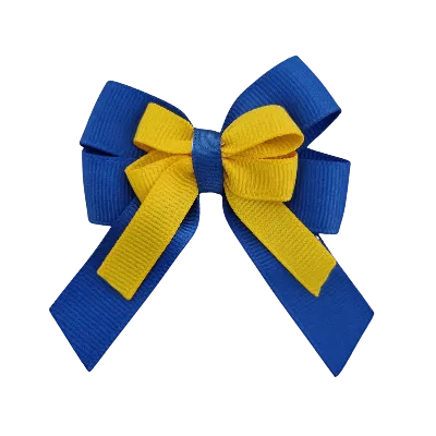 Amore Hair Bow - Plain Colour - Royal Blue and Centre Ribbon (31 colours Top)