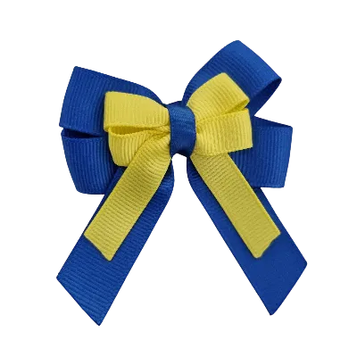 Amore Hair Bow - Plain Colour - Royal Blue and Centre Ribbon (31 colours Top)