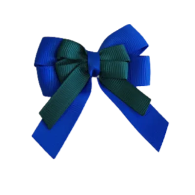 Amore Hair Bow - Plain Colour - Royal Blue and Centre Ribbon (31 colours Top)