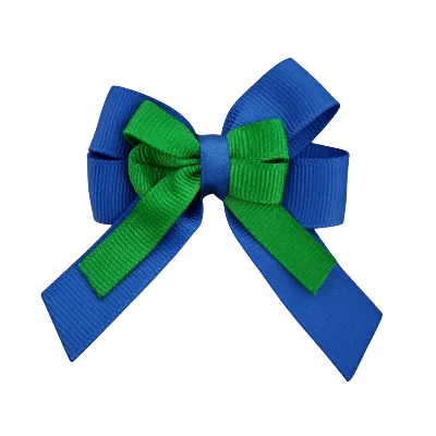 Amore Hair Bow - Plain Colour - Royal Blue and Centre Ribbon (31 colours Top)