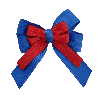 Amore Hair Bow - Plain Colour - Royal Blue and Centre Ribbon (31 colours Top)