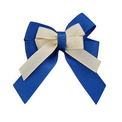 Amore Hair Bow - Plain Colour - Royal Blue and Centre Ribbon (31 colours Top)