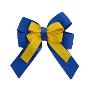 Amore Hair Bow - Plain Colour - Royal Blue and Centre Ribbon (31 colours Top)