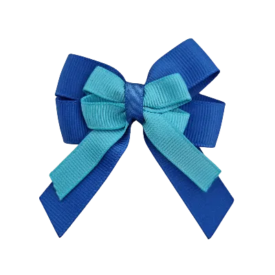 Amore Hair Bow - Plain Colour - Royal Blue and Centre Ribbon (31 colours Top)