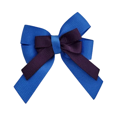 Amore Hair Bow - Plain Colour - Royal Blue and Centre Ribbon (31 colours Top)