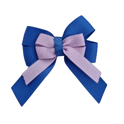 Amore Hair Bow - Plain Colour - Royal Blue and Centre Ribbon (31 colours Top)