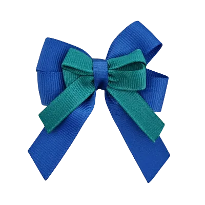 Amore Hair Bow - Plain Colour - Royal Blue and Centre Ribbon (31 colours Top)