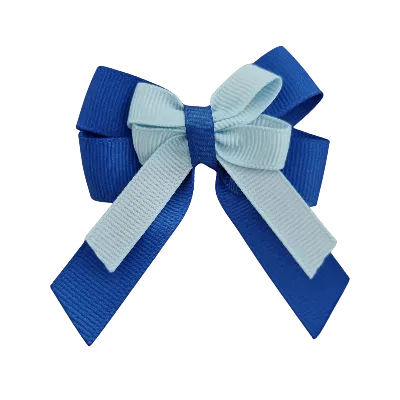 Amore Hair Bow - Plain Colour - Royal Blue and Centre Ribbon (31 colours Top)