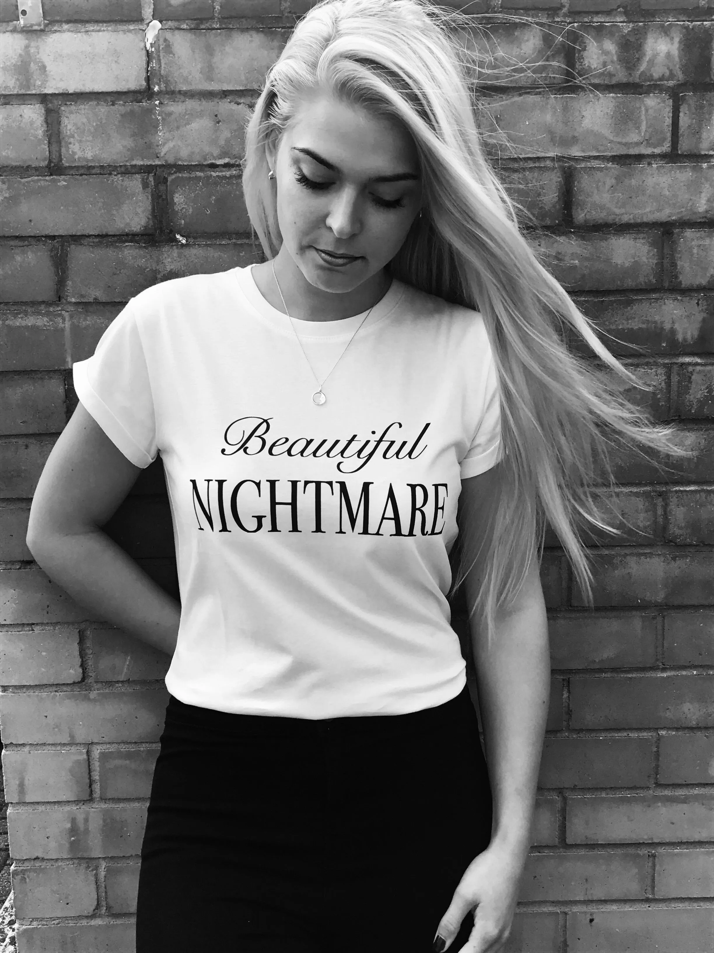 BEAUTIFUL NIGHTMARE - SLOGAN T SHIRT CT073