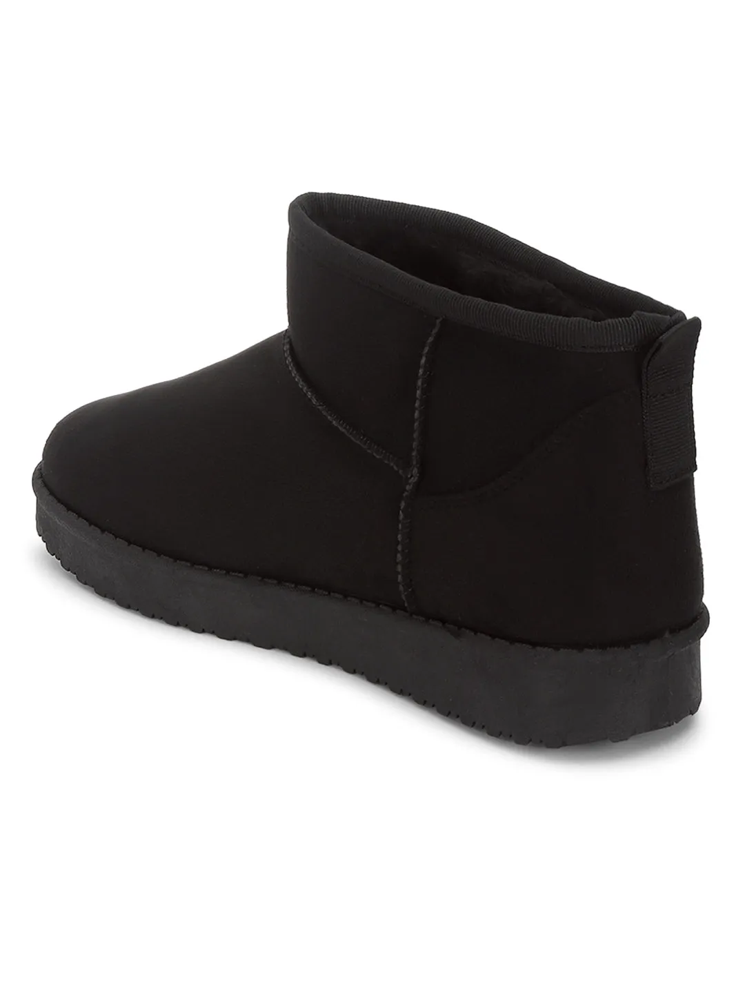 Black Suede Winter Stylish Low Ankle Boots (TC-RS3683L-BLK)