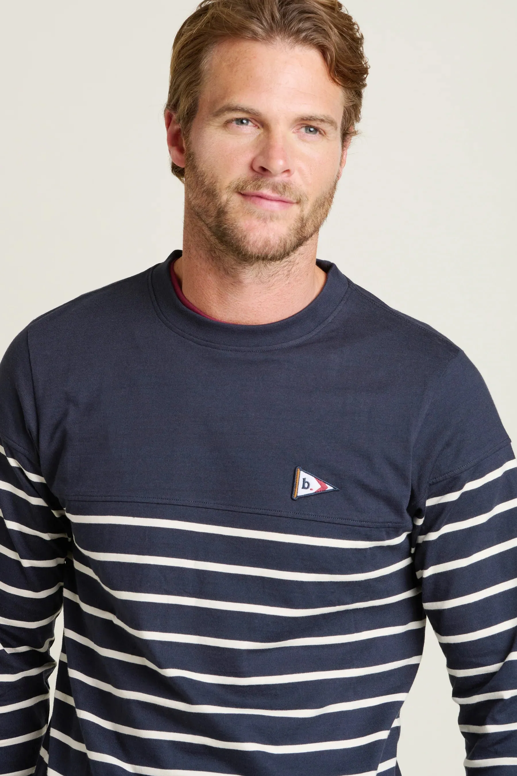 Brakeburn XL Navy Long Sleeve Stripe T-Shirt