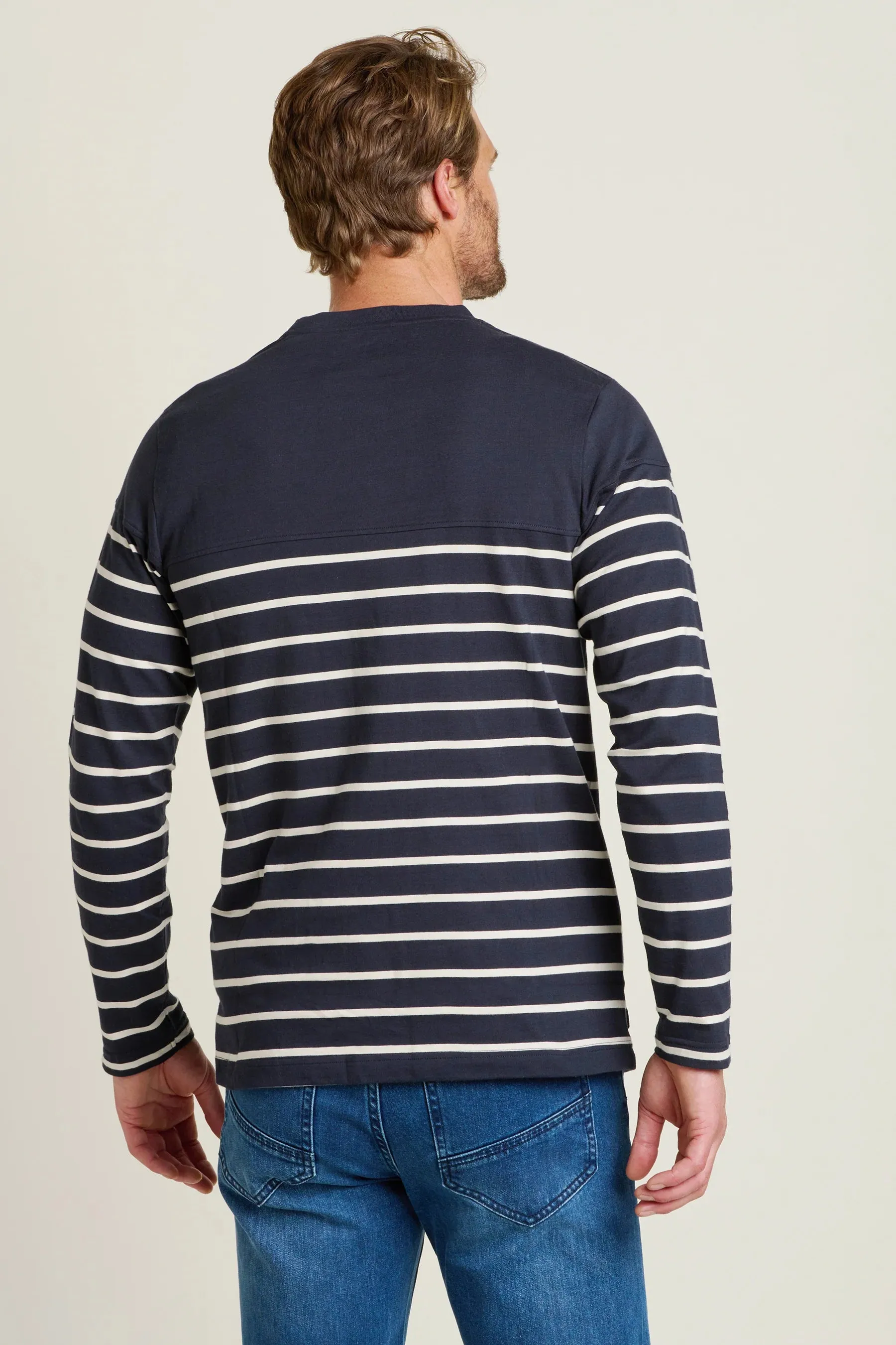 Brakeburn XL Navy Long Sleeve Stripe T-Shirt