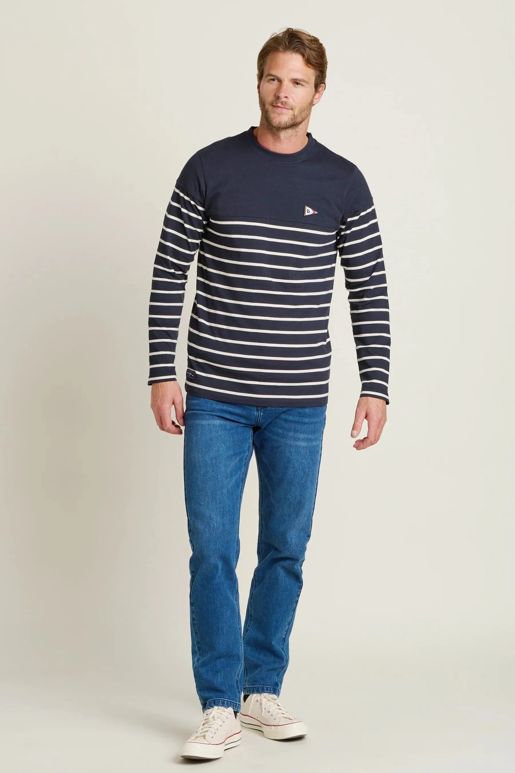 Brakeburn XL Navy Long Sleeve Stripe T-Shirt