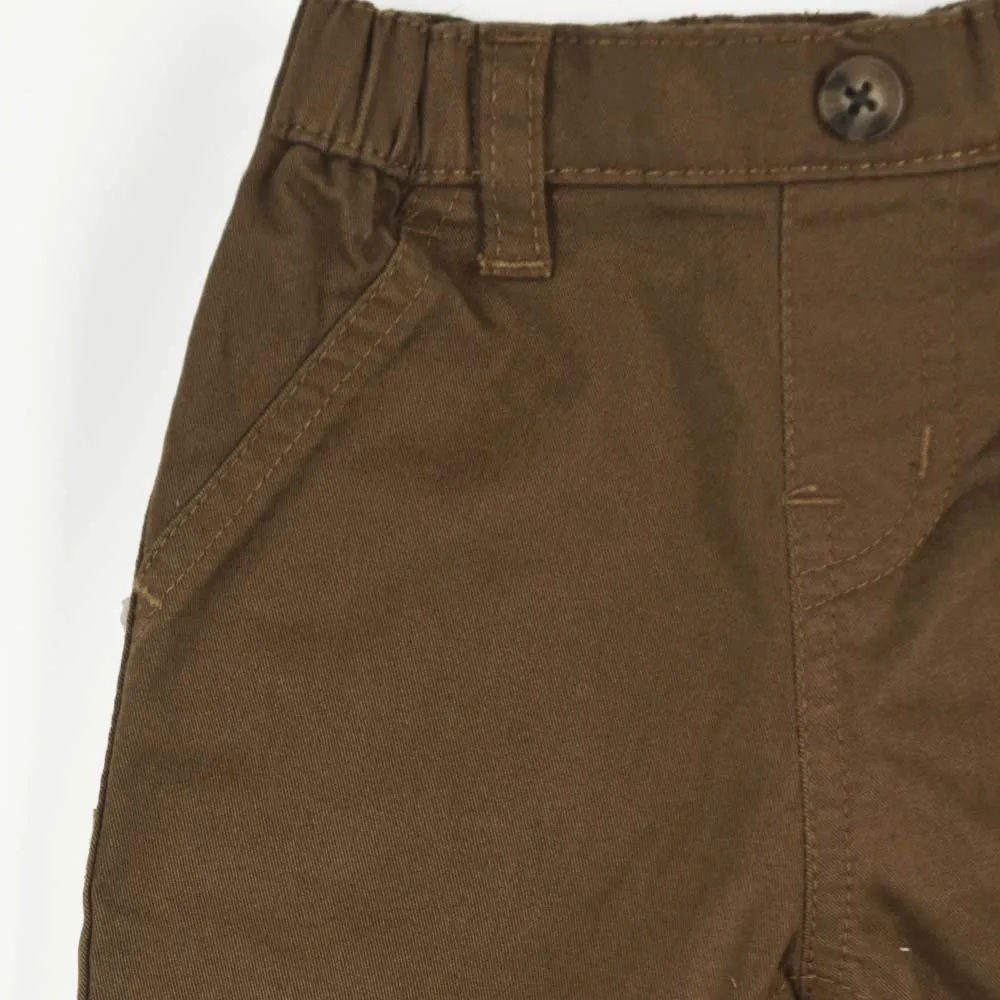 Brown Elasticated Waist Cotton Pants