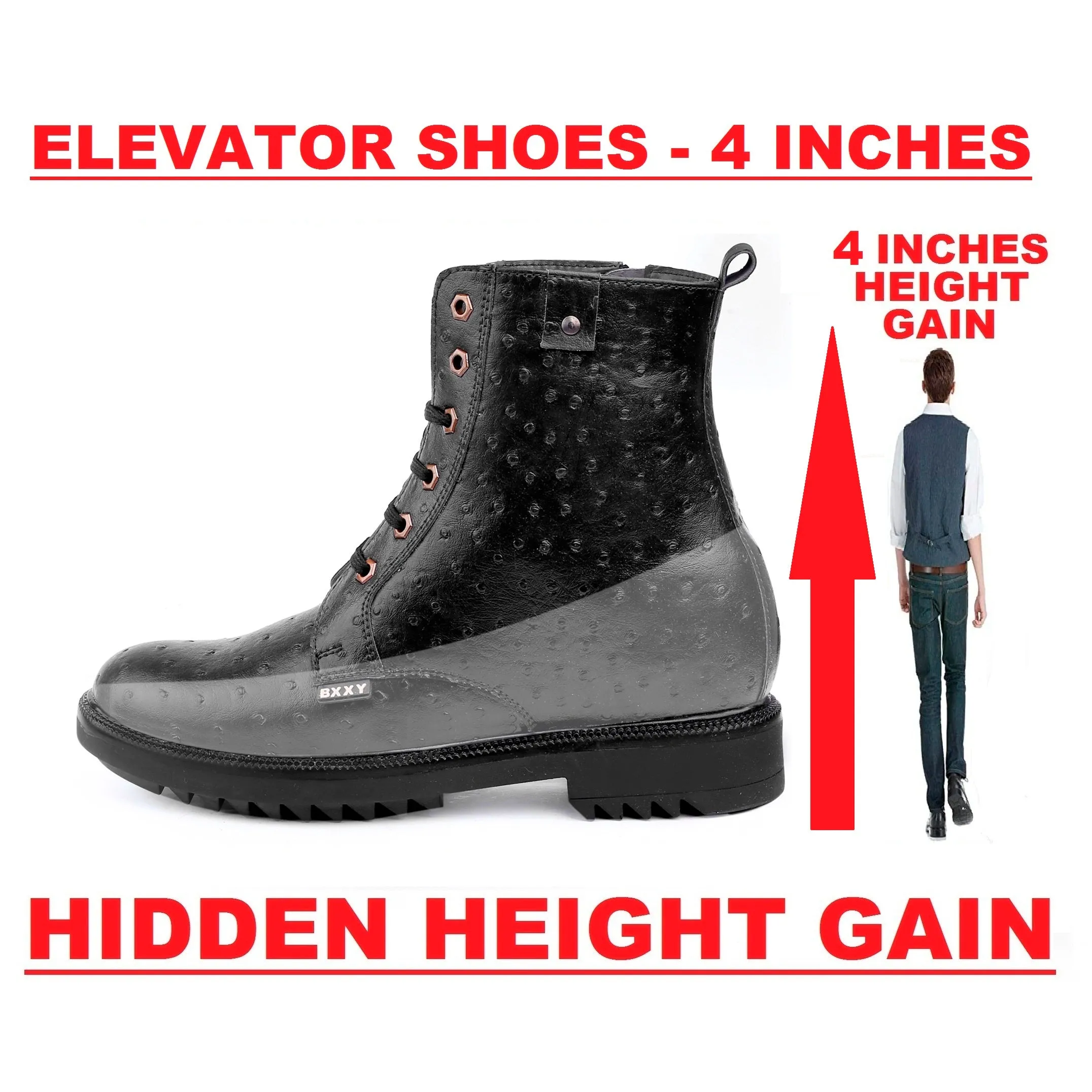 Bxxy New Stylish 4 Inch Hidden Height Increasing Boots