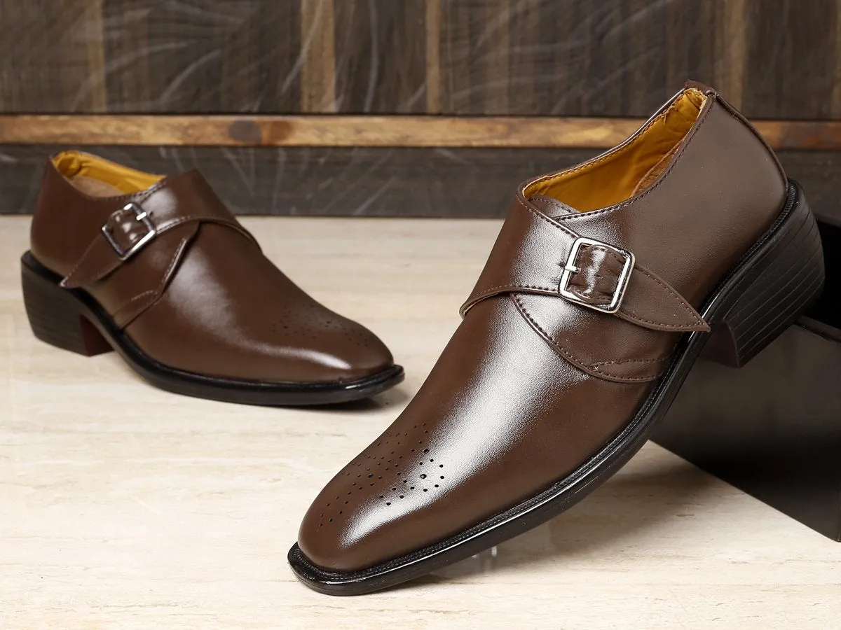 Bxxy's Height Increasing Elevator Formal Monk Slip-ons Shoes for Men