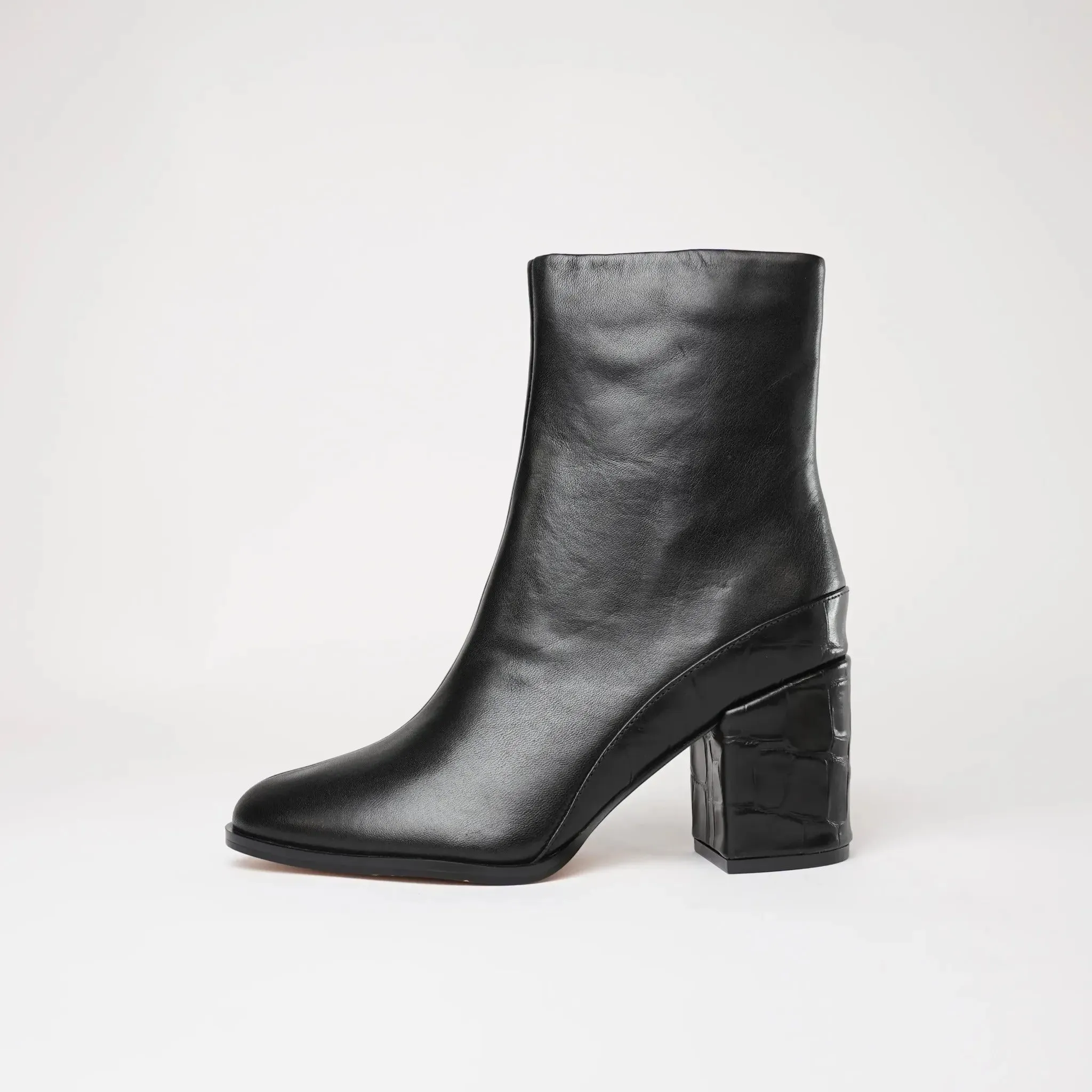 Cash Black/ Croc Leather Ankle Boots