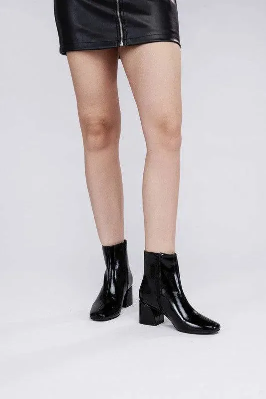 Chic Faux Leather Ankle Boots