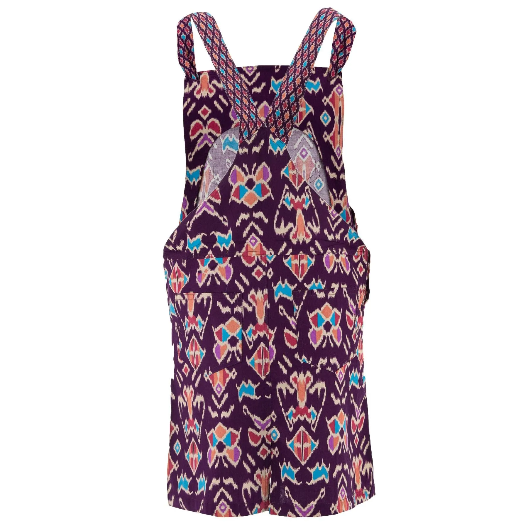 Chic Tea Shift Dungaree Dress - Purple Tribal