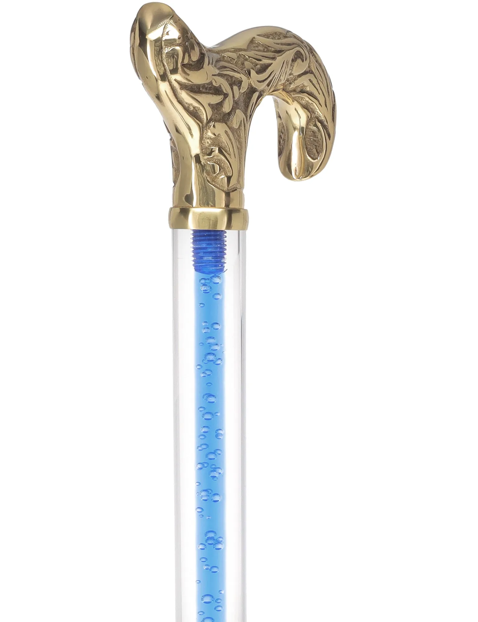 Color Crystal Elegance Brass Derby Cane with Invisible Acrylic Shaft Options