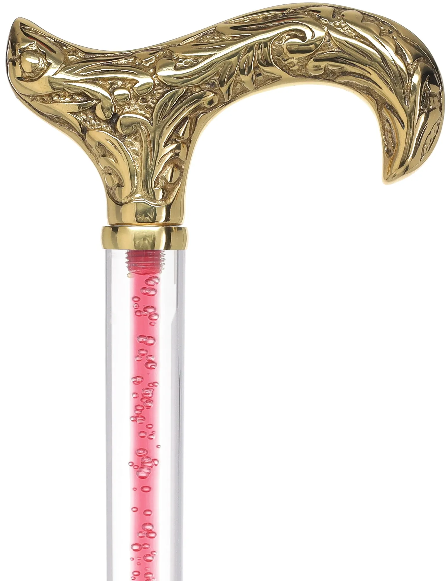 Color Crystal Elegance Brass Derby Cane with Invisible Acrylic Shaft Options