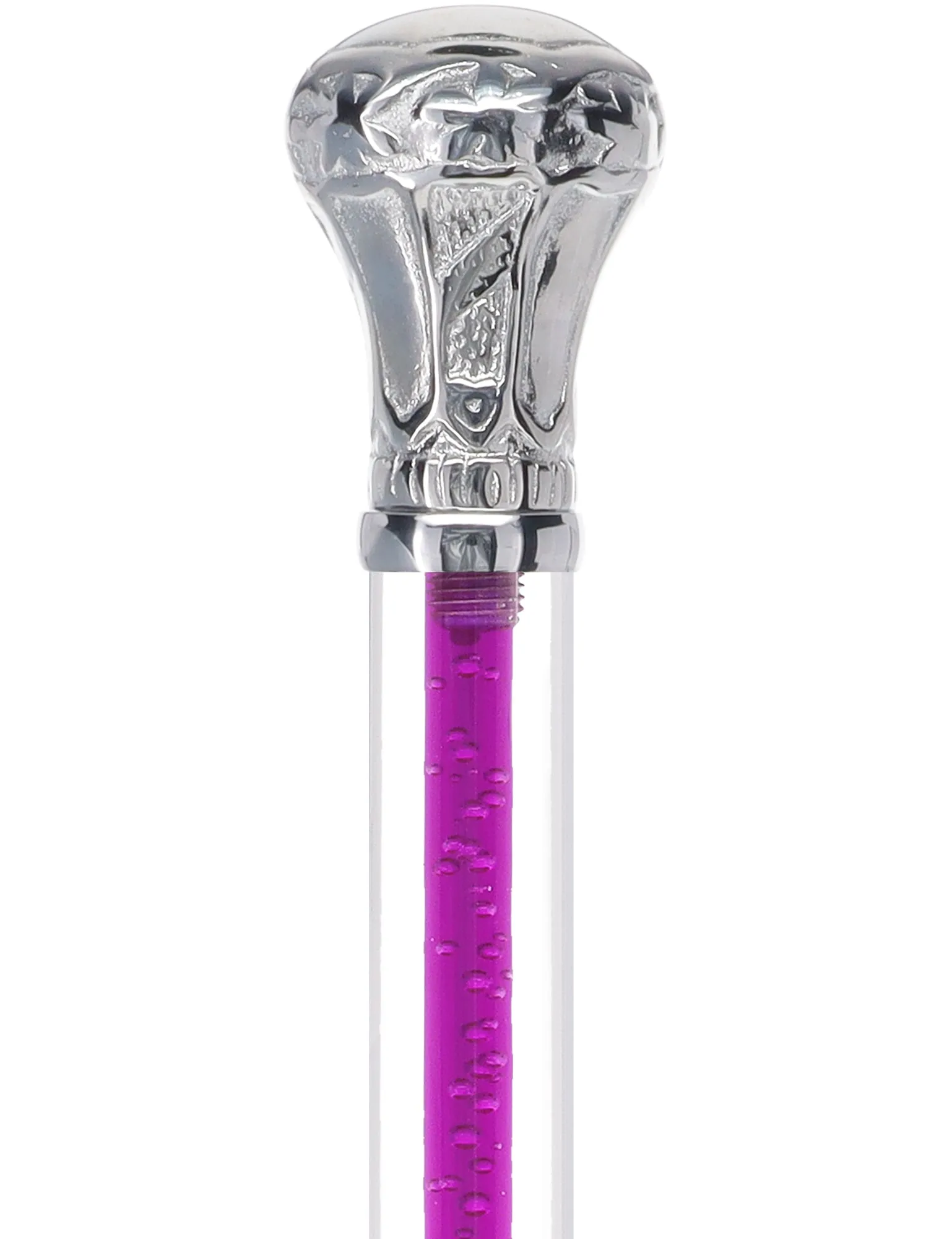 Color Crystal Elegance Chrome Knob Cane with Invisible Acrylic Shaft Options