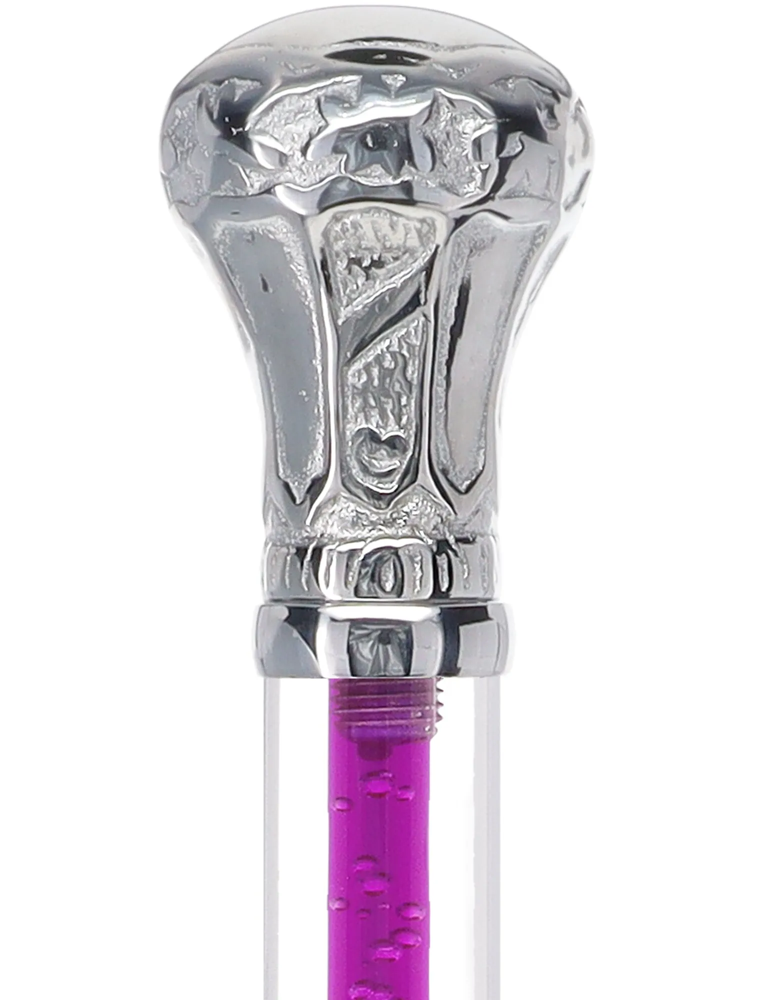 Color Crystal Elegance Chrome Knob Cane with Invisible Acrylic Shaft Options