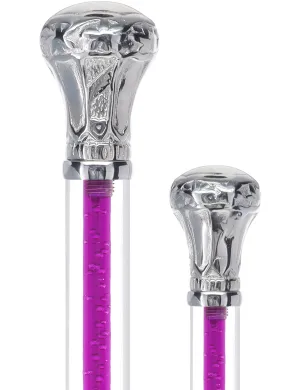 Color Crystal Elegance Chrome Knob Cane with Invisible Acrylic Shaft Options