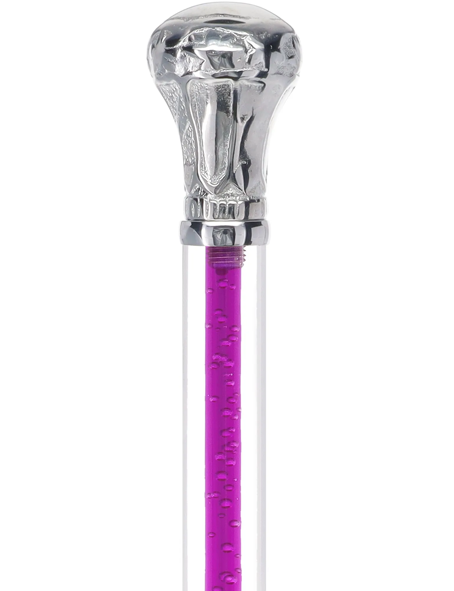 Color Crystal Elegance Chrome Knob Cane with Invisible Acrylic Shaft Options