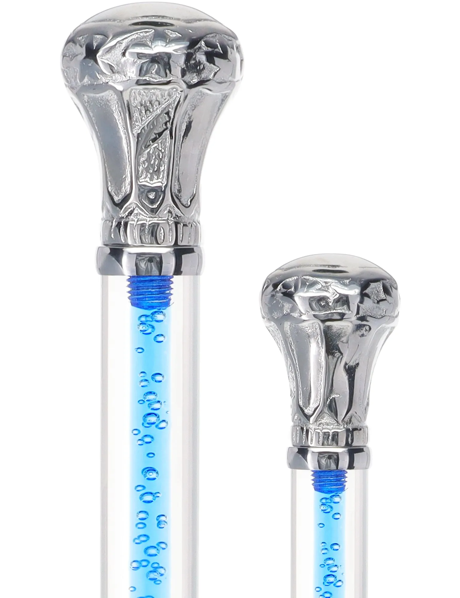 Color Crystal Elegance Chrome Knob Cane with Invisible Acrylic Shaft Options