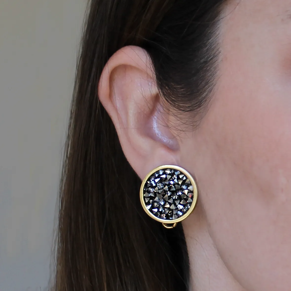 Crystal Cluster Clip Earrings