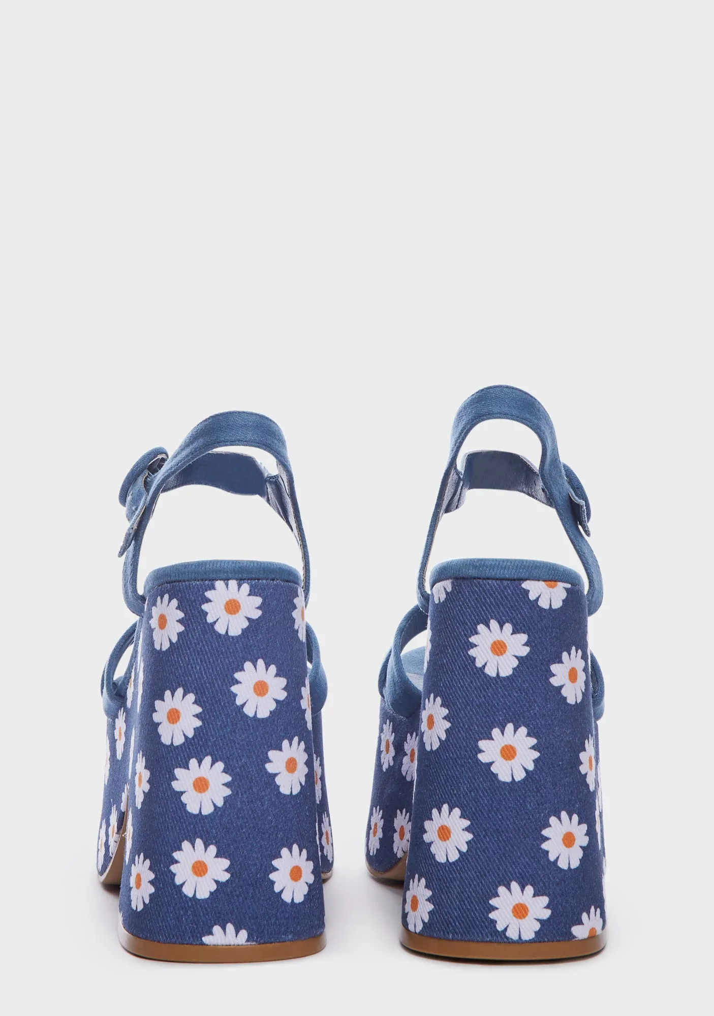 Denim Daisy Platform Mules