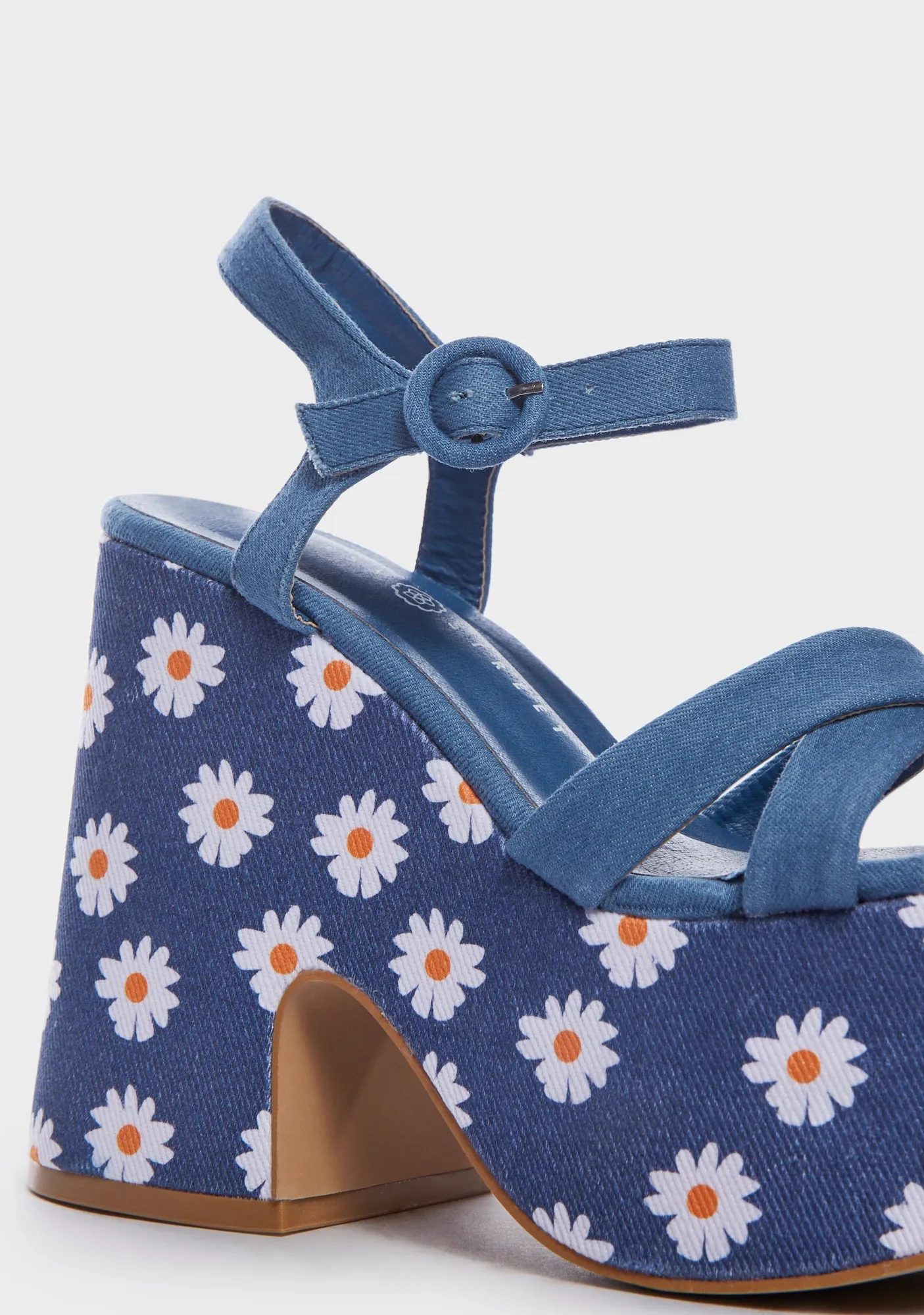 Denim Daisy Platform Mules