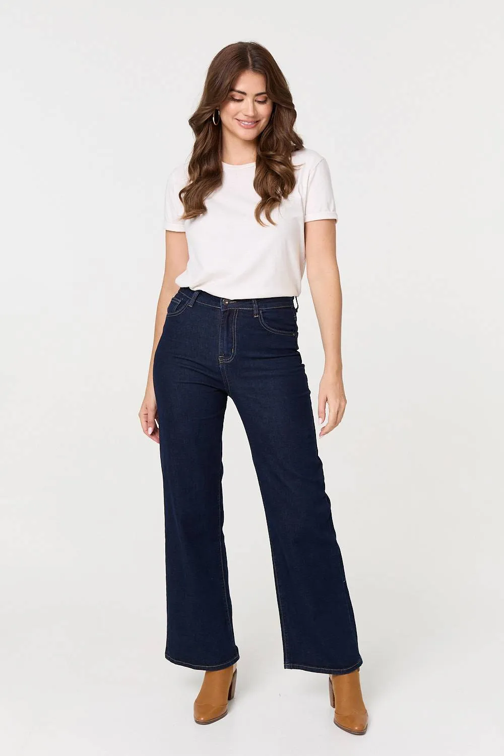 Denim High Waist Wide Leg Jeans