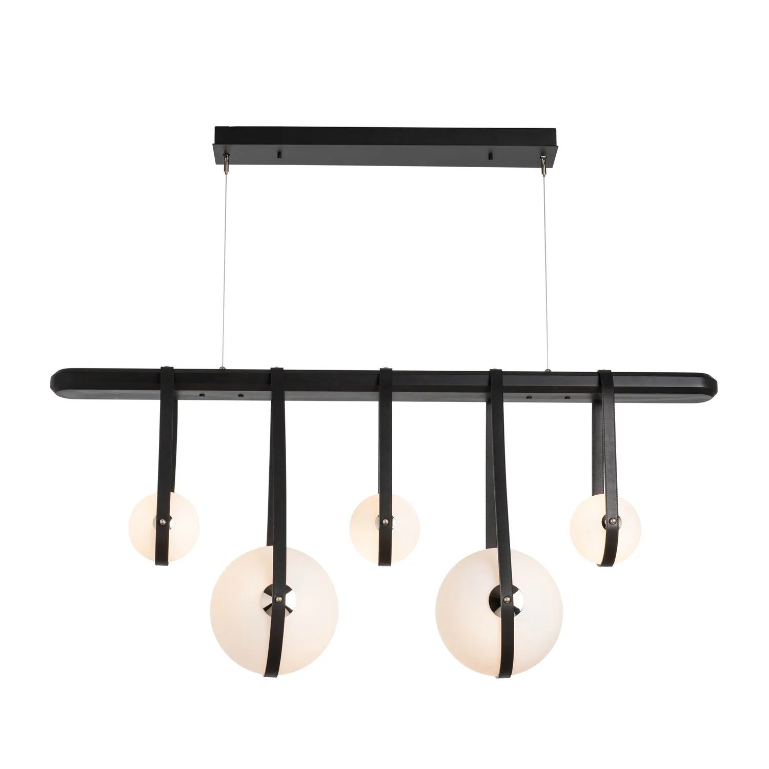 Derby Linear 5-Light LED Pendant in Black with Polished Nickel Accent