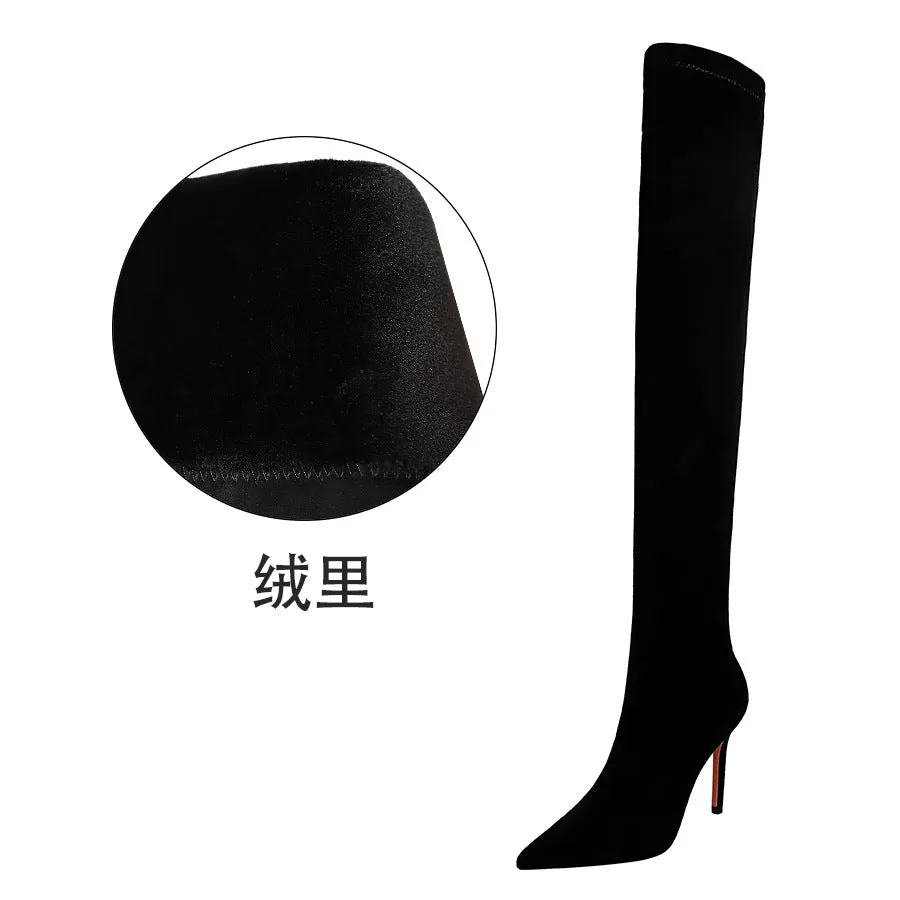 Elegant Women's Over-the-Knee High Heel Suede Sexy Long Boots