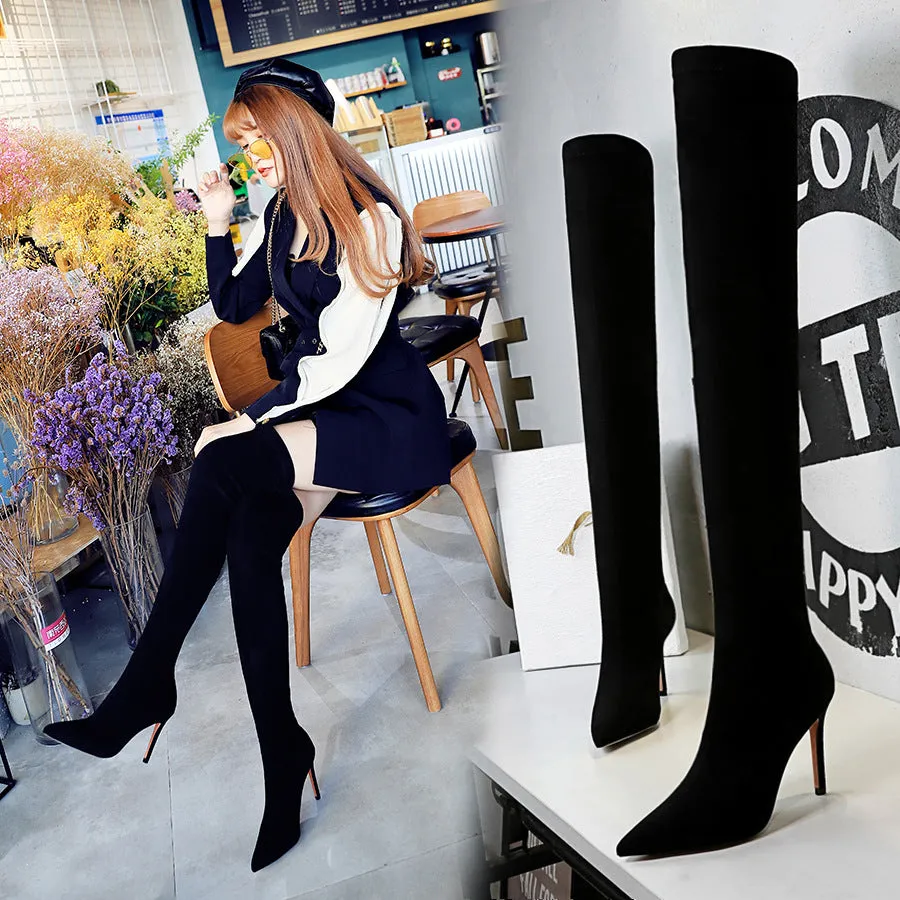 Elegant Women's Over-the-Knee High Heel Suede Sexy Long Boots