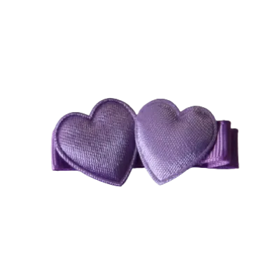 Embellished Non Slip Hair Clip - Satin Heart Duo (8 Colours)