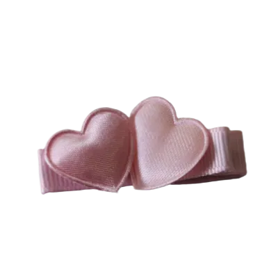 Embellished Non Slip Hair Clip - Satin Heart Duo (8 Colours)