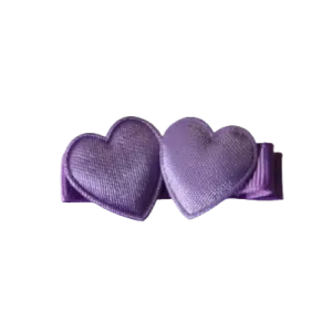 Embellished Non Slip Hair Clip - Satin Heart Duo (8 Colours)