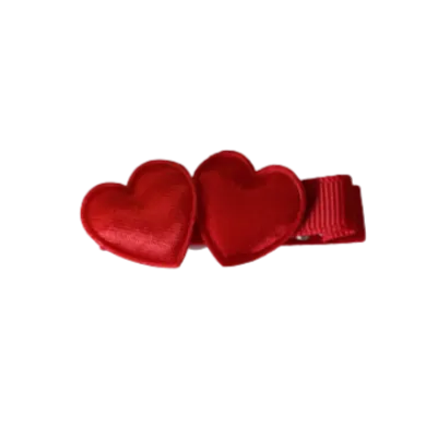 Embellished Non Slip Hair Clip - Satin Heart Duo (8 Colours)