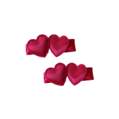 Embellished Non Slip Hair Clip - Satin Heart Duo (8 Colours)